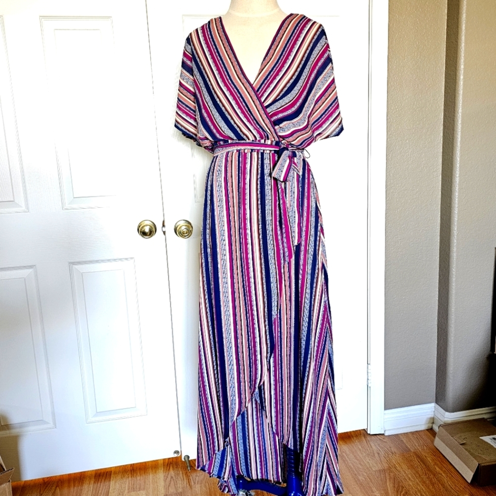 Luxology Hi-low wrap maxi dress